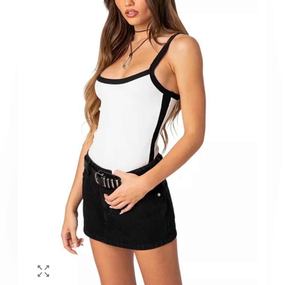 Edikted Black and White  Ribbed Top - Medium